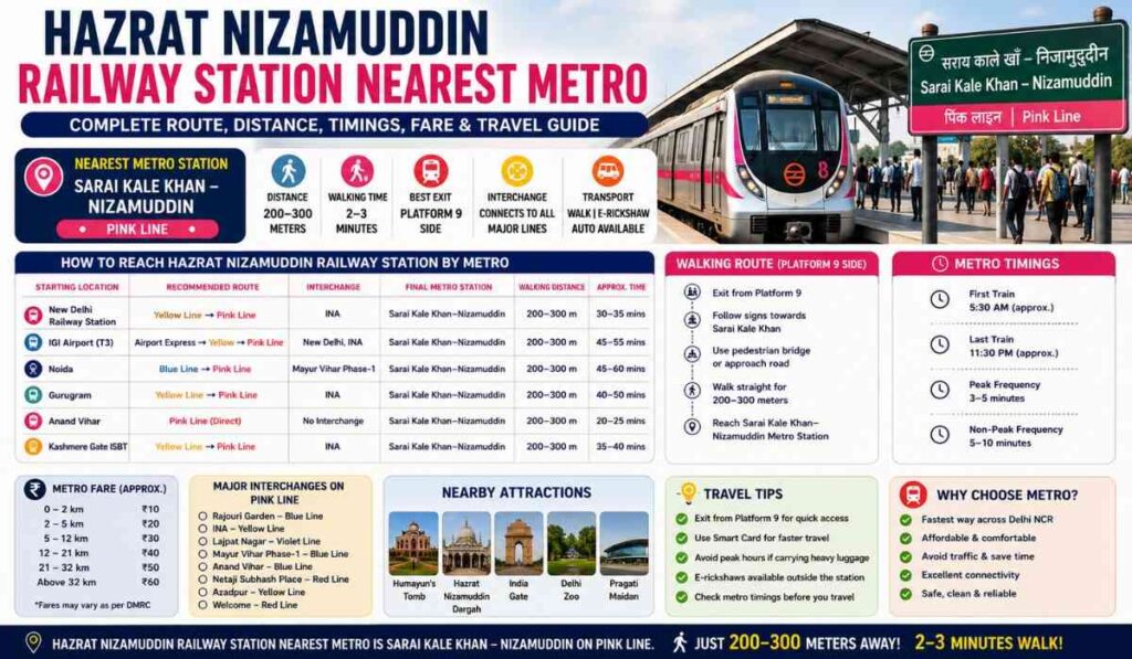 Hazrat Nizamuddin Railway Station Nearest Metro
