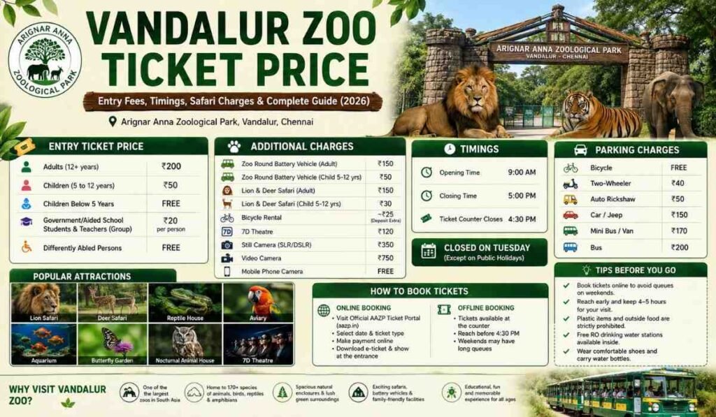 Vandalur Zoo Ticket Price