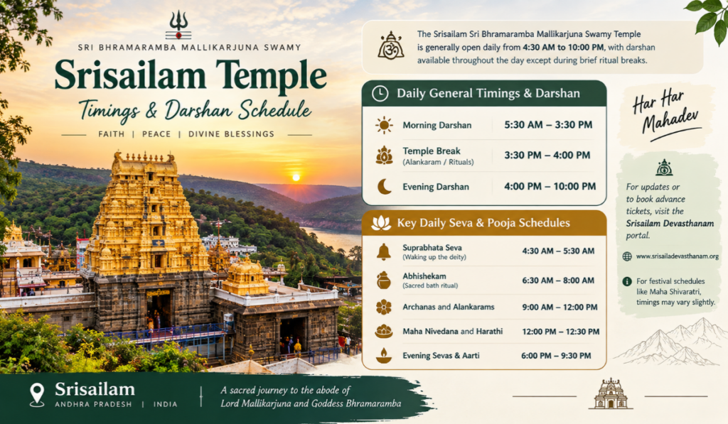Srisailam Temple Timings
