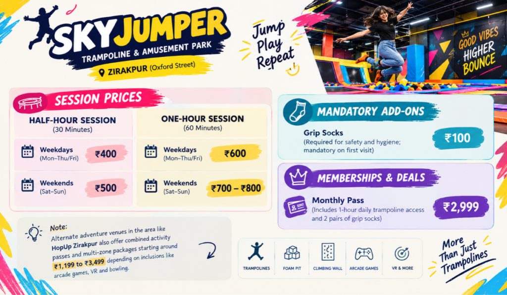 Trampoline Park Zirakpur Ticket Price